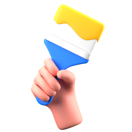 Hand Holding Paintbrush  3D Icon