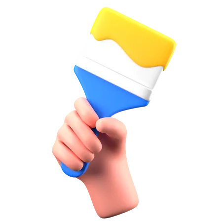 Hand Holding Paintbrush  3D Icon