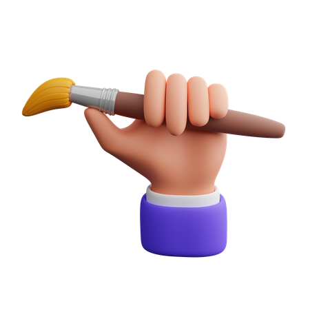 Hand holding paintbrush  3D Icon