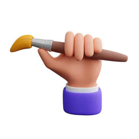 Hand holding paintbrush  3D Icon