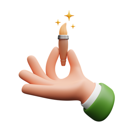 Hand holding paintbrush  3D Icon