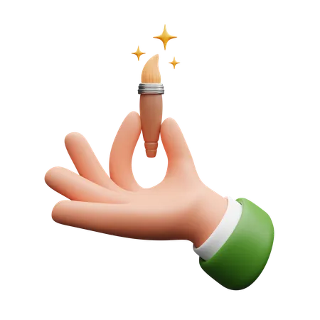 Hand holding paintbrush  3D Icon