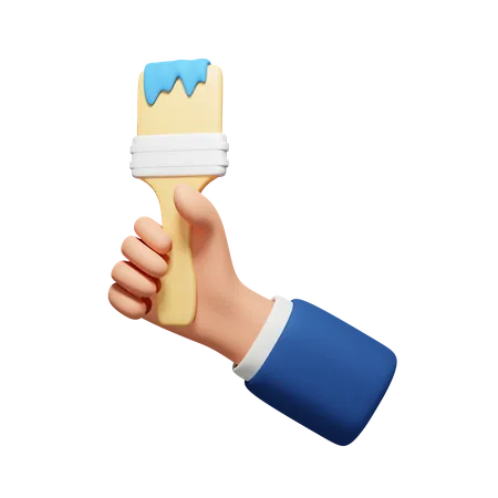 Hand Holding Paintbrush Download This Item Now 3D Icon