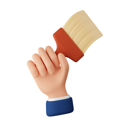 Hand Holding Paintbrush  3D Icon