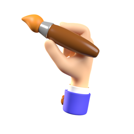 Hand Holding Painting Brush  3D Icon