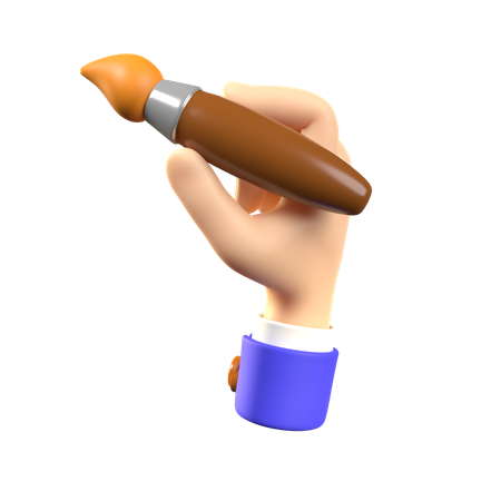 Hand Holding Painting Brush  3D Icon