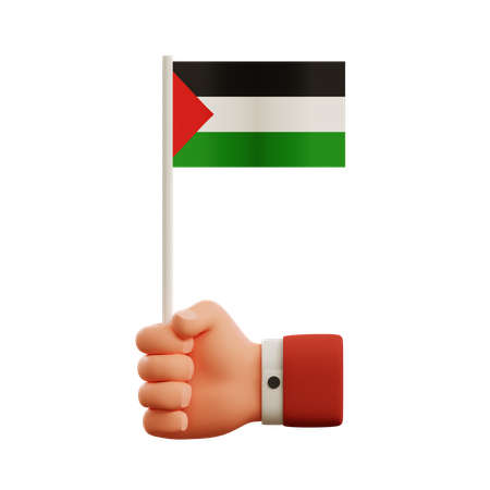 Hand Holding Palestine Flag  3D Icon