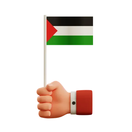 Hand Holding Palestine Flag  3D Icon