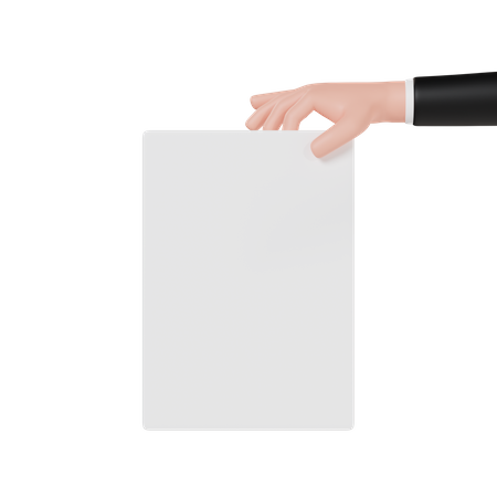 Hand Holding Paper  3D Icon