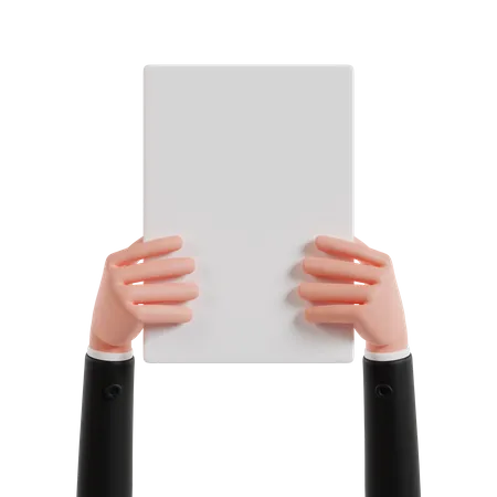 Holding A Blank Sheet Of A 4 Paper With Both Hands And Lifting It In The Air 3 D Render Illustration Hand Gesture 3D Icon