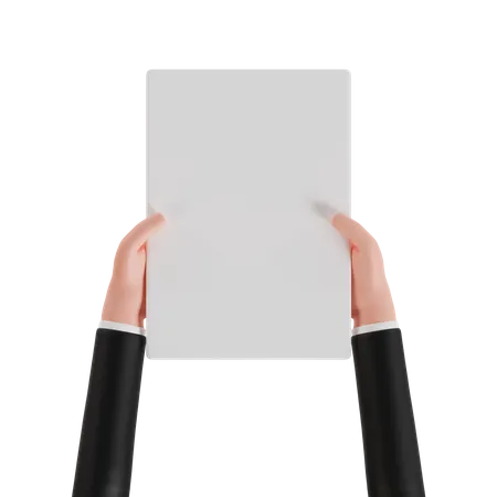 Businessman Hands Giving Blank White A 4 Paper With Both Hands 3 D Render Illustration Hand Gesture 3D Icon