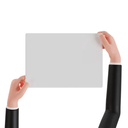 Hand Gesture Holding The Corner Of Blank White A 4 Paper With Both Hands 3 D Render Illustration Hand Gesture 3D Icon