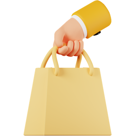 Hand Holding Paper Bag  3D Icon