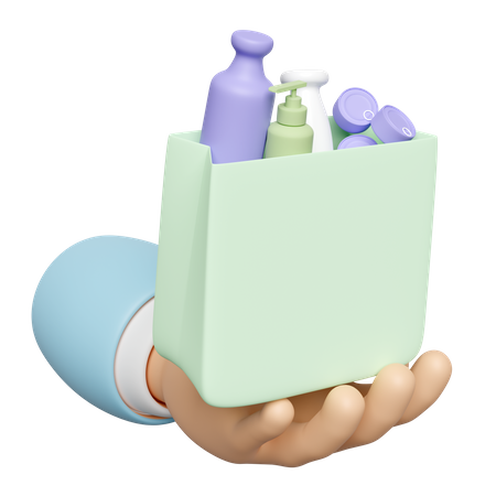 Hand Holding Paper Bag  3D Icon