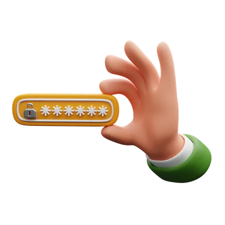 Hand holding password  3D Icon