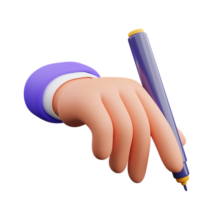 Hand holding pen  3D Icon