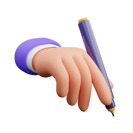 Hand holding pen  3D Icon