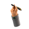 hand holding pen 3d logo