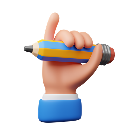 Hand Holding Pencil  3D Icon