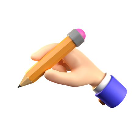 Hand Holding Pencil  3D Icon