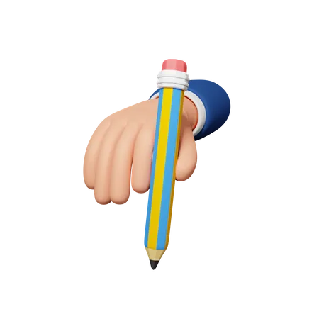 Hand Holding Pencil  3D Icon