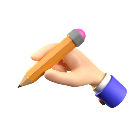 Hand Holding Pencil  3D Icon