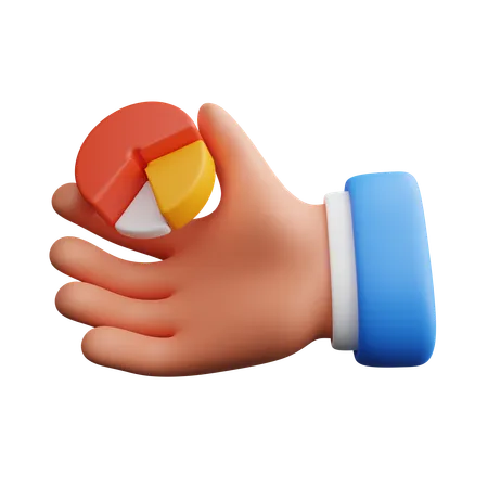 Hand holding pie chart  3D Icon