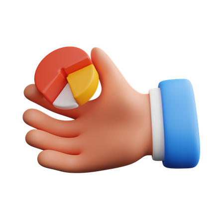 Hand holding pie chart  3D Icon