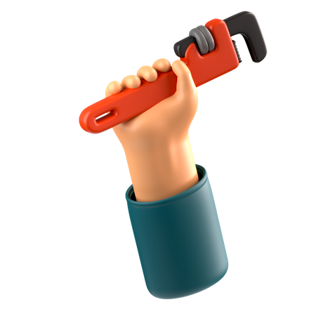 Hand holding pipe wrench  3D Icon