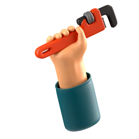 Hand holding pipe wrench  3D Icon
