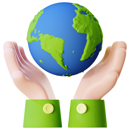 Hand Holding Planet Earth  3D Icon