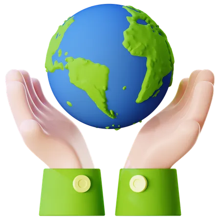 Hand Holding Planet Earth  3D Icon