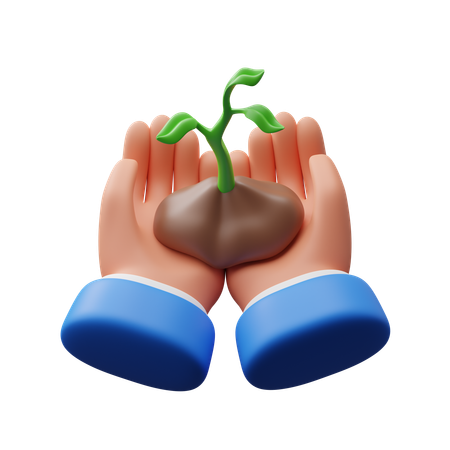 Hand holding plant  3D Icon