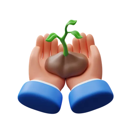 Hand holding plant  3D Icon