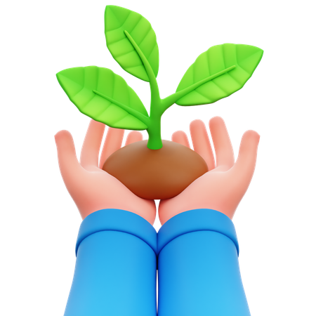 Hand Holding Plant  3D Icon