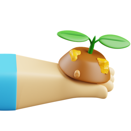 Hand Holding Plant Seedling  3D Icon