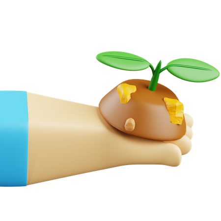 Hand Holding Plant Seedling  3D Icon