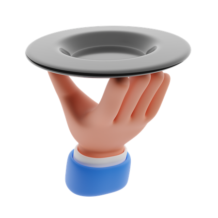 Hand holding plate  3D Icon