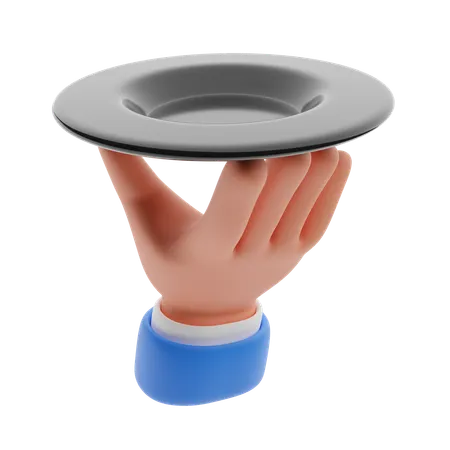 Hand holding plate  3D Icon