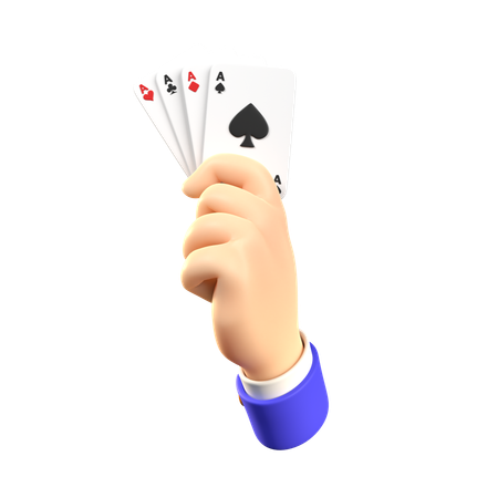 Hand Holding Playing Cards  3D Icon