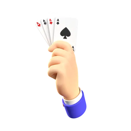 Hand Holding Playing Cards  3D Icon