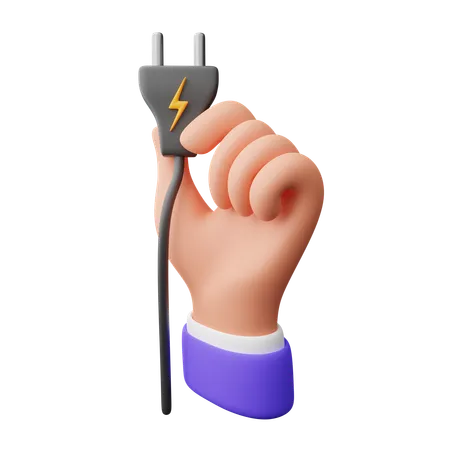 Hand holding Plug  3D Icon