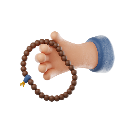 Hand Holding Prayer Beads  3D Icon