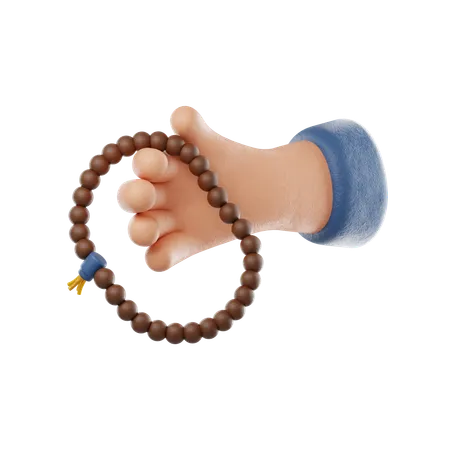 Hand Holding Prayer Beads  3D Icon