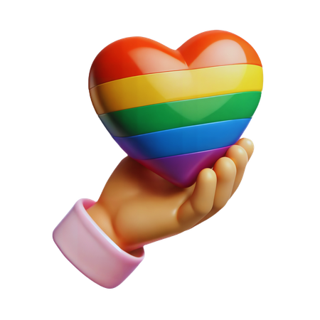 Hand holding pride heart  3D Icon