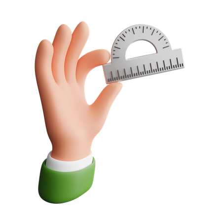 Hand Holding Protractor  3D Icon