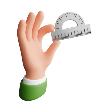 Hand Holding Protractor  3D Icon