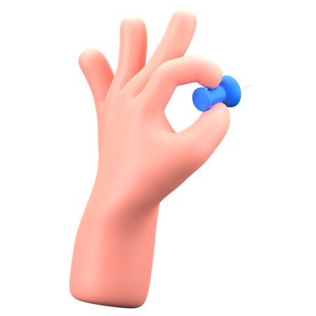 Hand Holding Push Pin  3D Icon