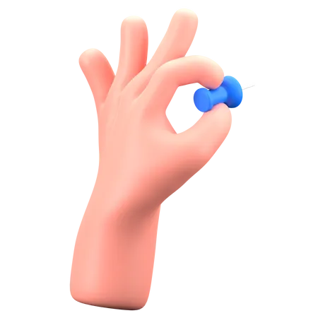 Hand Holding Push Pin  3D Icon