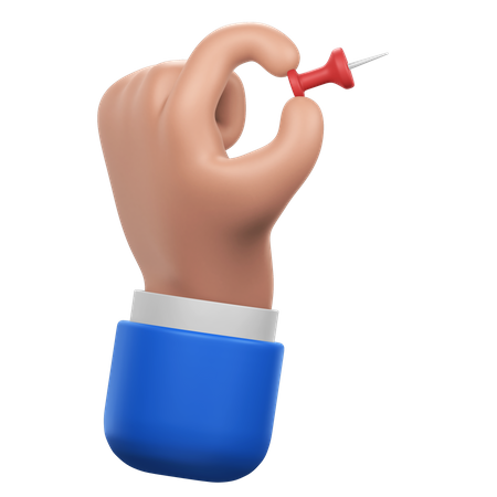 Hand Holding Push Pin  3D Icon